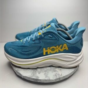 Size 11D-  Hoka Clifton 10 running shoes in the Alpine Blue/Foggy Night